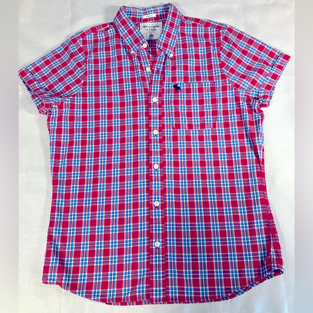 Abercrombie & Fitch Shirt Mens XXLarge Plaid Muscle Button Up Short sleeve
